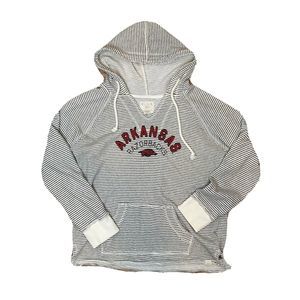 Blue 84 Arkansas Razorbacks Hoodie Large Women's Top White Gray Embroidered Hogs
